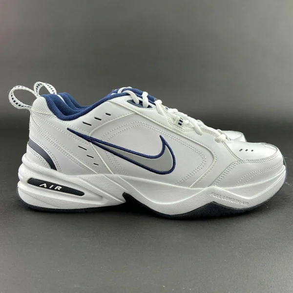 Nike Air Monarch IV Men's Training Shoes - White/Navy/Silver