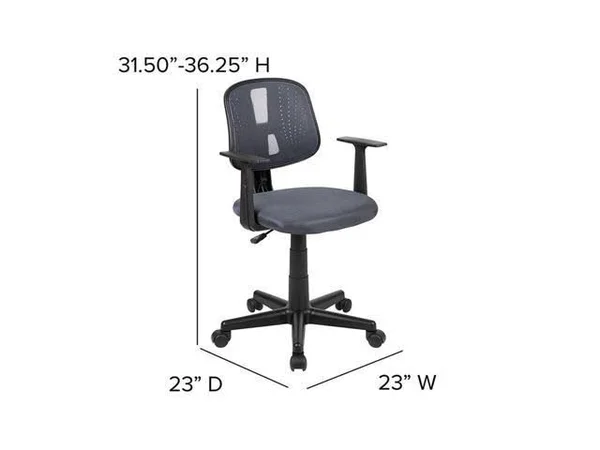 Offex Mid-Back Gray Mesh Swivel Task Office Chair with Pivot Back and Arms
