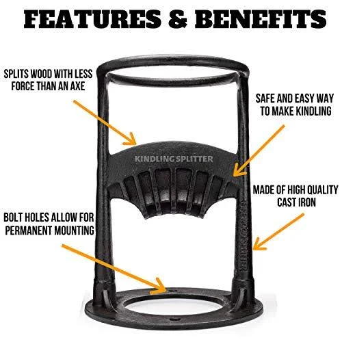 Kindling Splitter - Firewood Log Splitter, Manual Made of Cast Iron