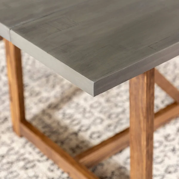 72x22 Solid Wood Trestle Dining Table Gray/Brown - Saracina Home