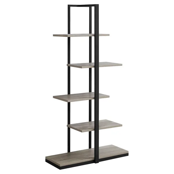 60x22 Bookcase Black Metal & Dark Taupe EveryRoom