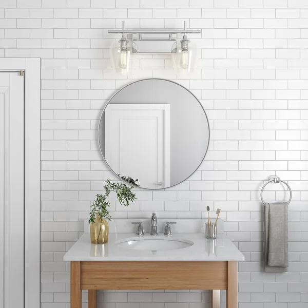 Silver 24x22 x 24x22 Metal Framed Round Mirror