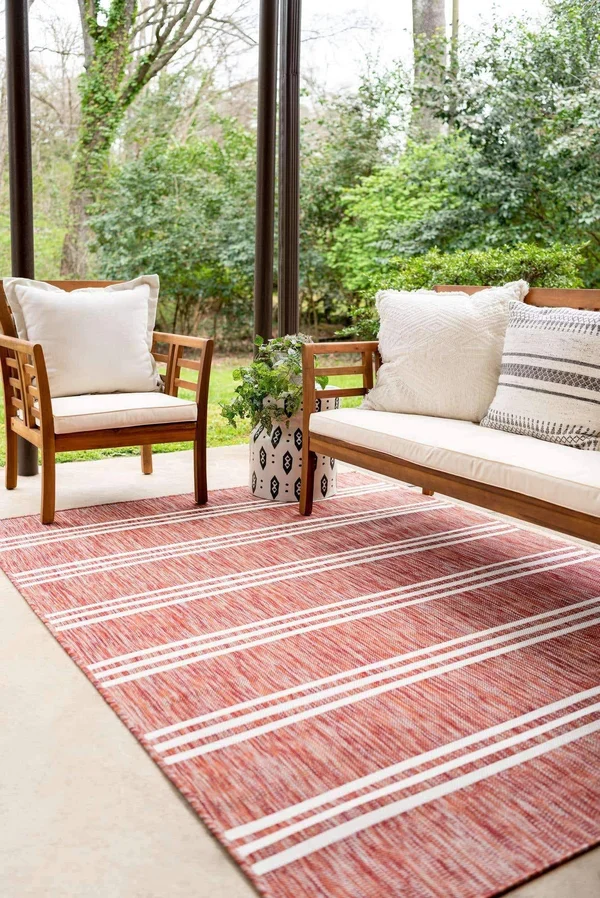Jill Zarin Anguilla Indoor Outdoor Rug, Red, 6x9 ft
