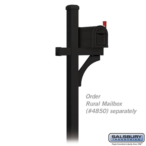 Salsbury Industries 4870BLK Deluxe 1 Sided in Ground Mounted Mailbox Post Black