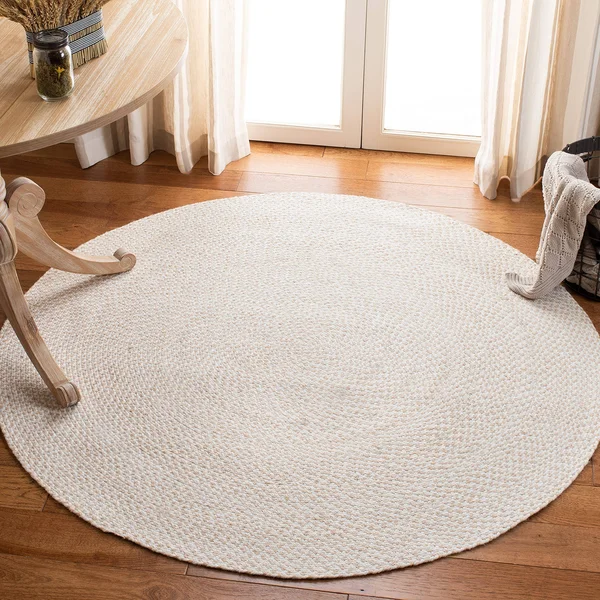 Safavieh 5& x 5& Round Braided BRD801A Ivory Rug