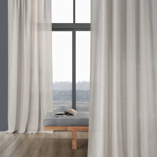 Exclusive Fabrics Signature French Linen Sheer Curtain PANEL - Birch 96-Inch