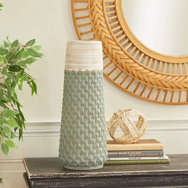Green Ceramic Contemporary Vase 19 x 7 x 7 - 7 x 7 x 19