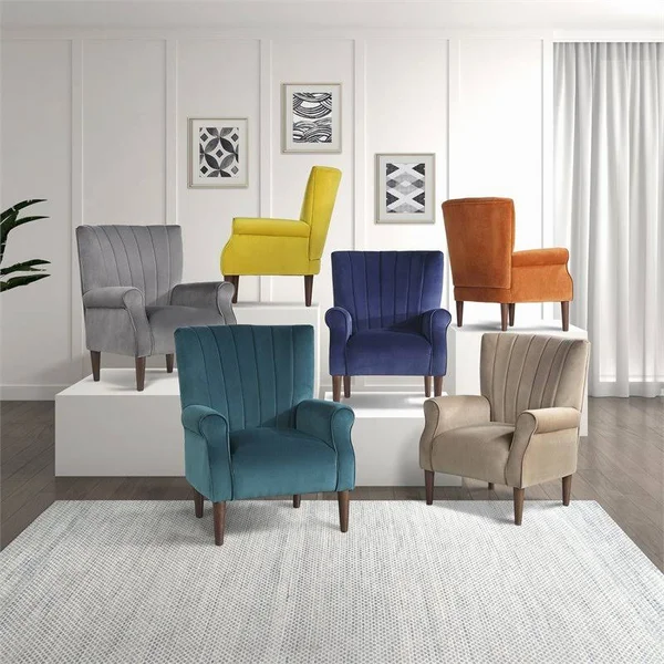 Lexicon Massa Velvet Accent Chair in Navy Blue - 1047BU-1
