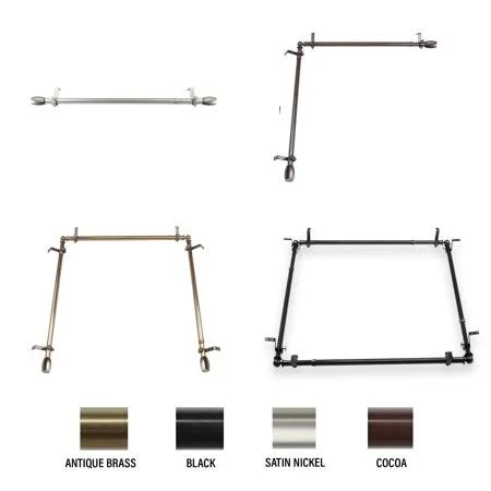 Julie Multi Angle Ceiling Rod/ Room Divider/ Bedroom Canopy Adjustable 28-48 inch - Three Sided - Cocoa