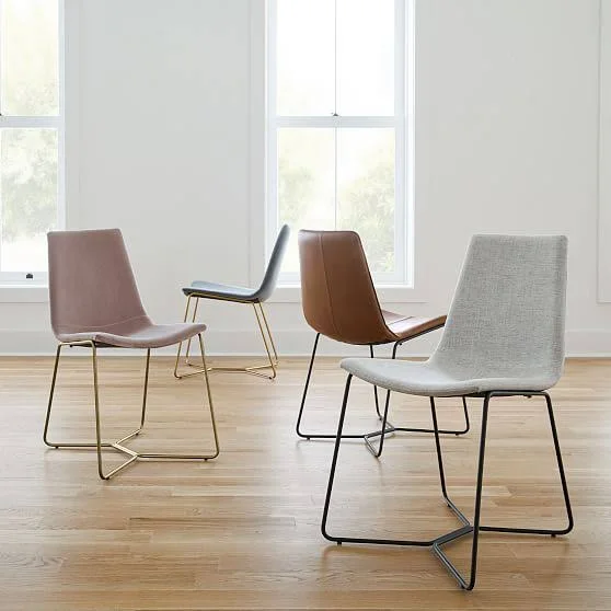 Slope Dining Chair - Basket Slub, Sapphire, Charcoal