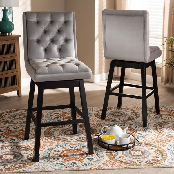 Copper Grove Roraima Swiveling Transitional Bar Stools (Set of 2) - N/A - Light Grey