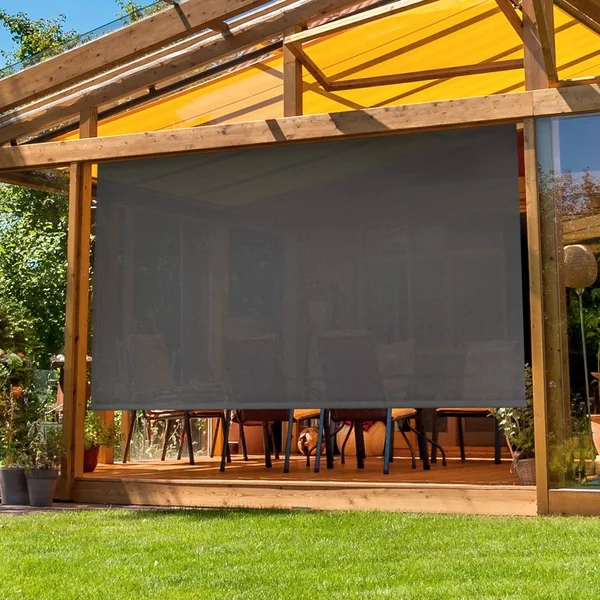 Keystone Fabrics UP77.88.65 96 x 96 in. Regal Cordless Outdoor Sun Shade with Hand Crank - Black Walnut