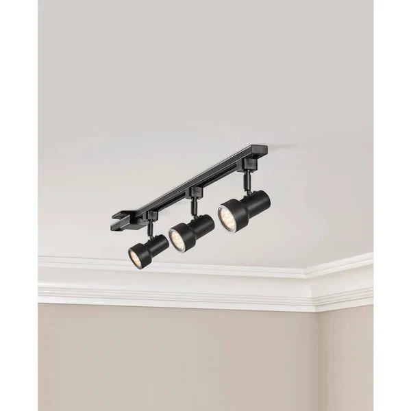 Hampton Bay 3-Light Mini Step 44 in. Black Integrated LED Linear Track Lighting Kit 805109