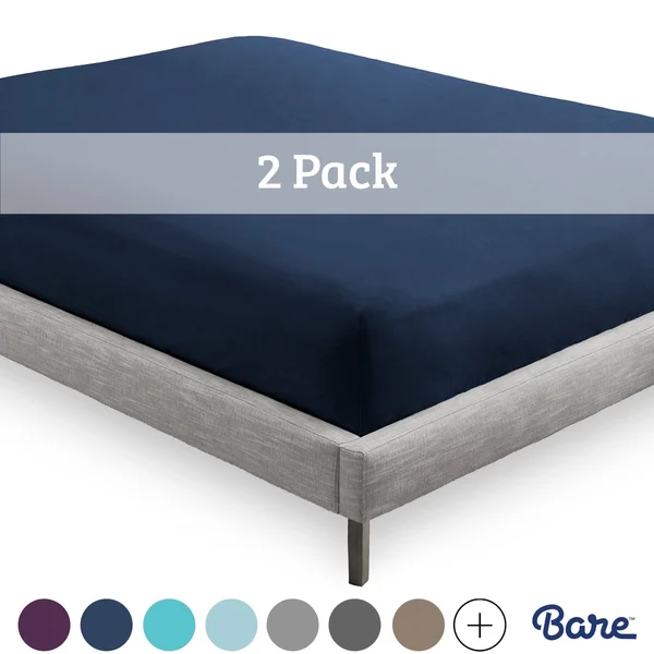 Bare Home 2-Pack Microfiber Fitted Bottom Sheets Deep Pocket - Split King - Grey