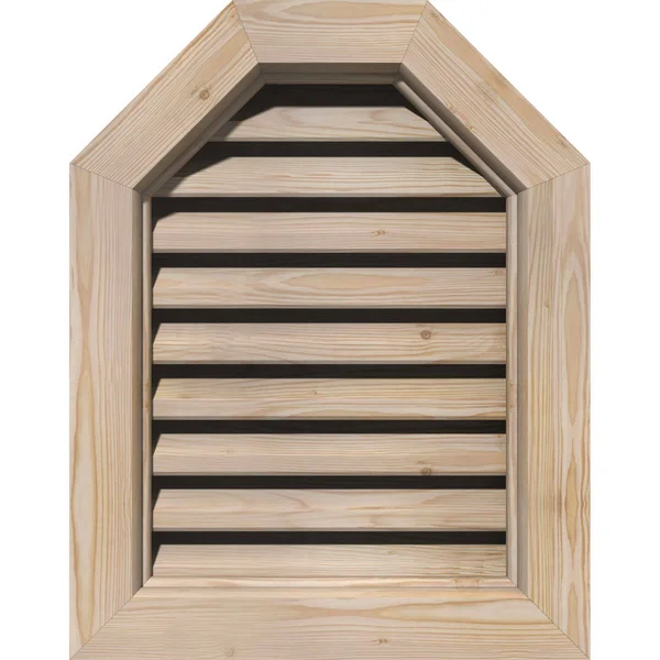 Ekena Millwork GVWOT30X3000SFPPI 30x22W x 30x22H Octagonal Top Gable Vent (35x22W x 35x22H Frame Size): Primed - Functional, Smoo