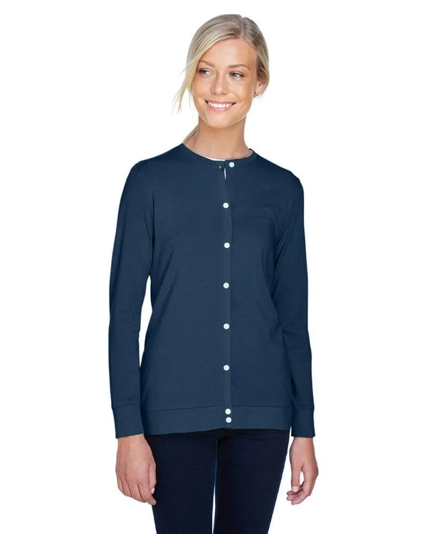 Devon & Jones DP181W - Perfect Fit Ladies Ribbon Cardigan Navy - S