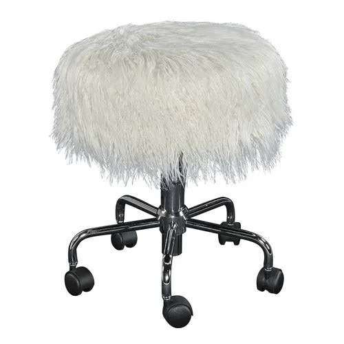 Linon Farrah Stool - White/Silver/Off-White