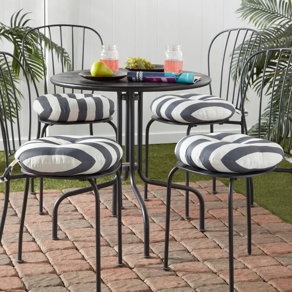 Greendale Home Fashions 15 in. Round Outdoor Bistro Seat Cushion - Set of 4 Heather Gray