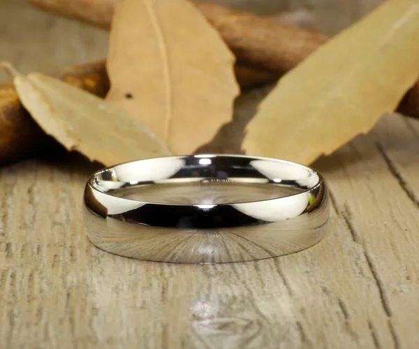 His and Hers Matching White Gold Polish Wedding Bands Rings 6mm and 4mm Wide Titanium Rings Set