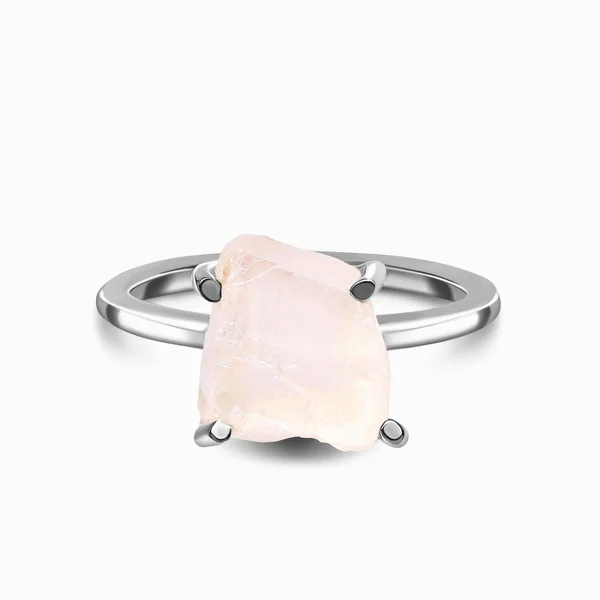 Petite Raw Crystal Ring Rose Quartz 925 Sterling Silver Size 9 Rose Quartz Jewelry by Moon Magic