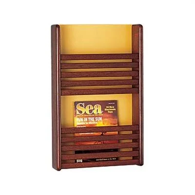 Peter Pepper 2 Pocket Magazine Rack with Front Slats - Brown