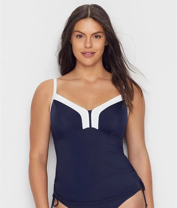 Panache Catarina Underwire Tankini Top - Womens - Midnight, White - 36H