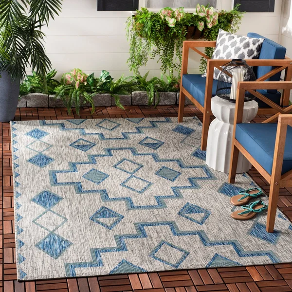 Safavieh 9& x 12& Courtyard CY8533-37212 Grey - Teal Rug