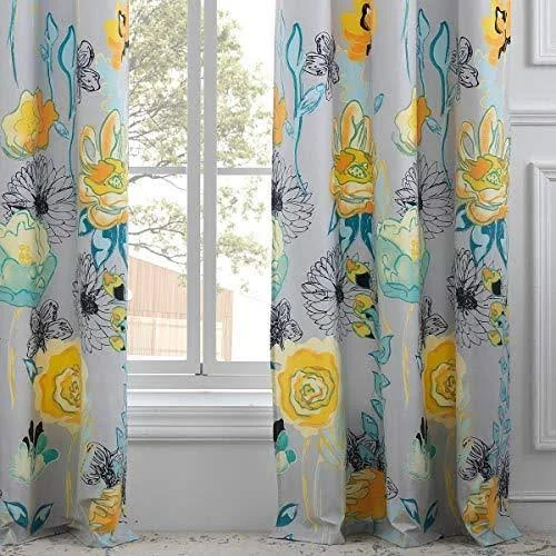 Greenland Home Watercolor Dream Curtain Panel Pair, 84-Inch L, Gray