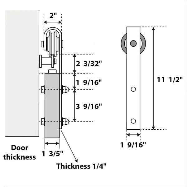 Sturdy Barn Door Hardware - Planum 0010 Black Matte - 28x22 x 84x22