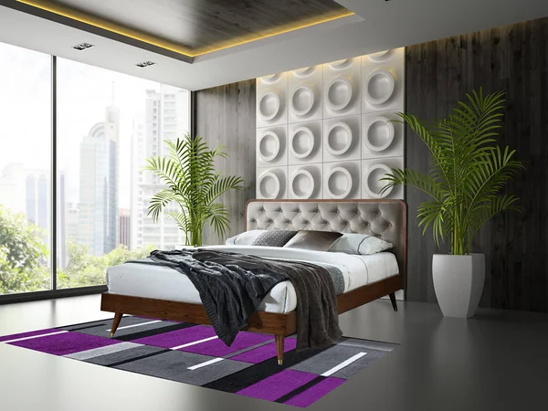 New Spec Monte Lisa Mid-Century Modern Queen Platform Bed in Gray