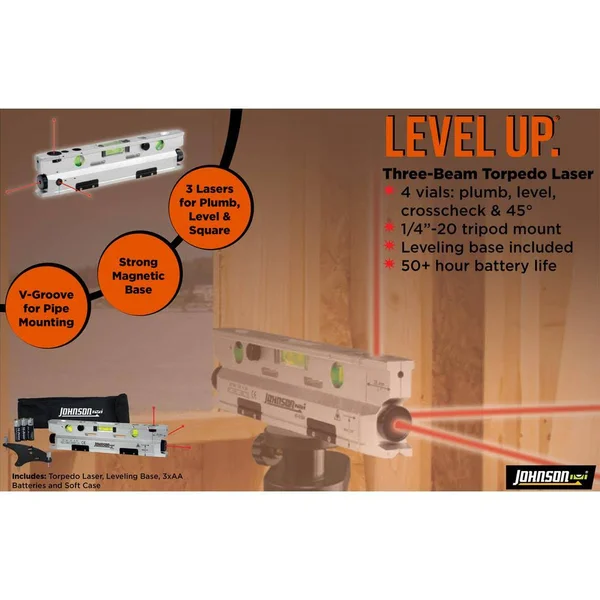 Johnson 40-6184 Three Beam Magnetic Torpedo Laser Level