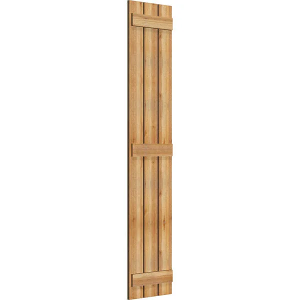 Ekena Millwork RBS06S17X081RWR 17 1/8x22W x 81x22H TimberCraft Three 5 3/8x22 Boards Spaced Board-n-Batten Shutters - Rough Sawn