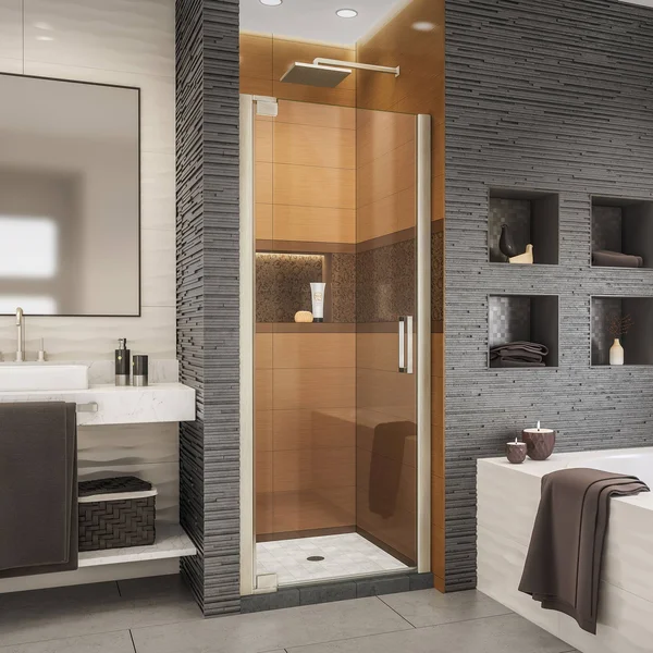 DreamLine SHDR-4325000-04 Elegance-LS 25 1/4 - 27 1/4x22W x 72x22H Frameless Pivot Shower Door in Brushed Nickel