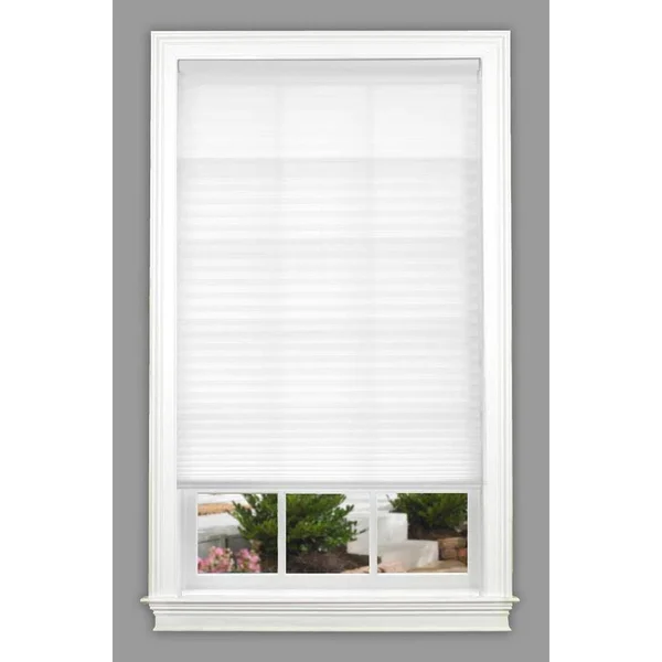Allen + Roth 62-in W x 64-in L White Pleated Shade Polyester, CPWHITE620640