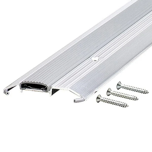 M-D Building Products Deluxe Low 3-3/4 in. x 46 in. Aluminum Threshold with Vinyl Seal, Gray