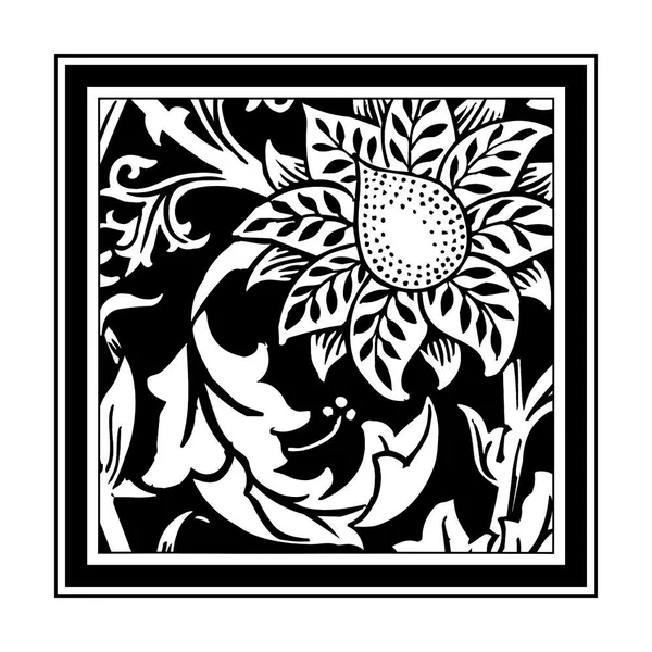 Easy Art Prints Vision Studio&s &Bu0026W Graphic Floral Motif II& Premium Canvas Art - 12 x 12 - Classic Black Frame