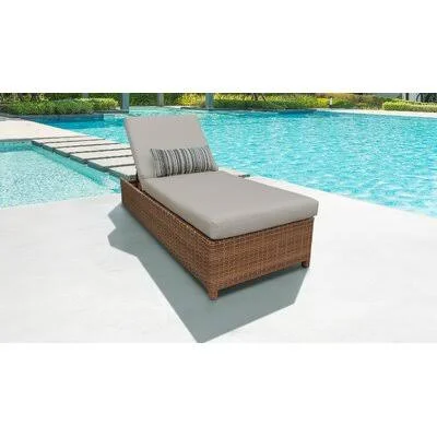 Medina Wheeled Outdoor Wicker Reclining Chaise Lounge with Cushion Rosecliff Heights Cushion Color: Beige