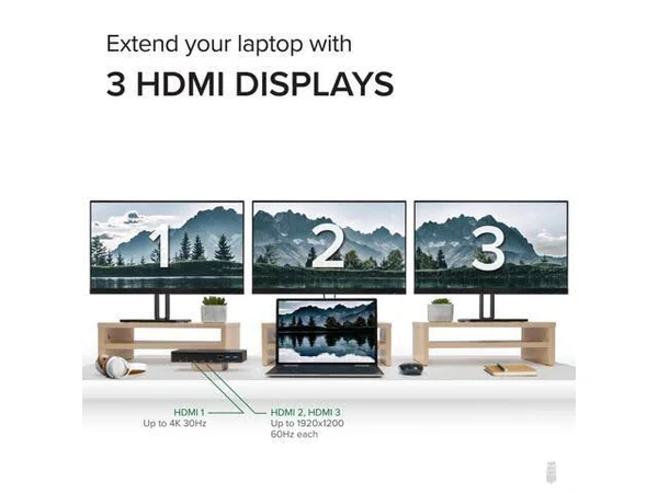 UD-3900PDZ Plugable USB C Triple Display Docking Station w/ Laptop Charging