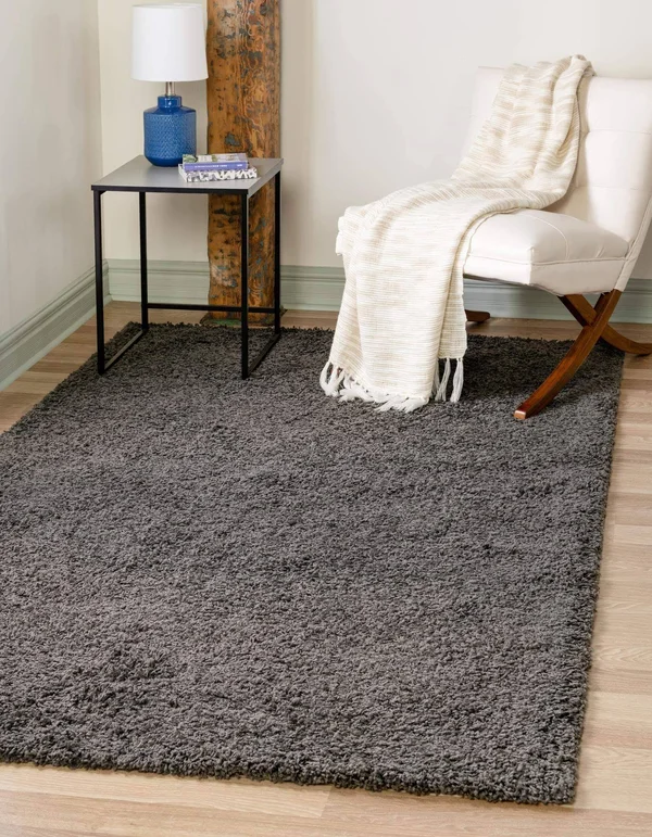 Solid Shag Rug 5x8, Graphite Gray