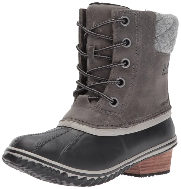 Sorel Women's Slimpack II Lace Boot - 5 - Quarry, Black