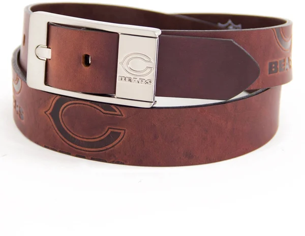 Chicago Bears Brandish Leather Belt - Brown, Size: 36