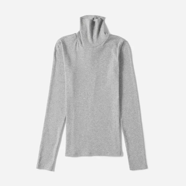 Women's Pima Micro-Rib Turtleneck Sweater by Everlane in Heather Grey - Size Xxs