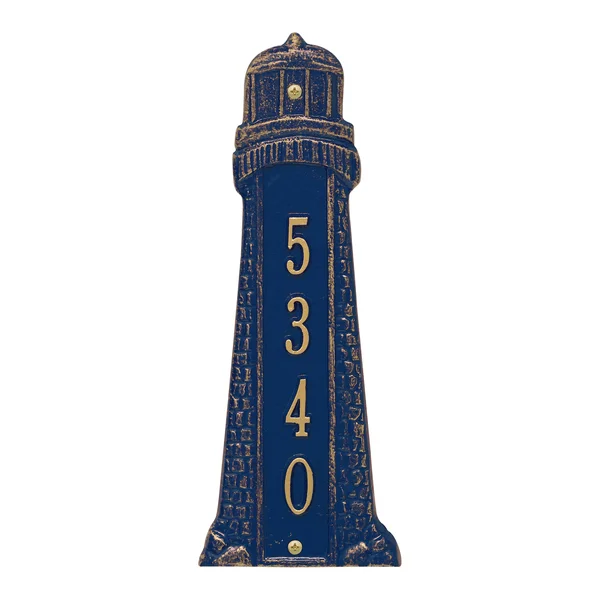 Whitehall Lighthouse Vertical Address Plaque Blue/Gold