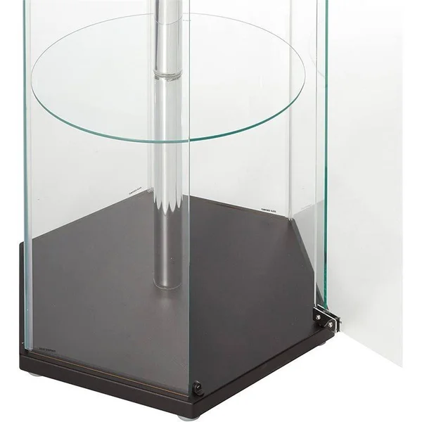 Bowery Hill Glass Hexagonal Curio Cabinet in Black and Chrome