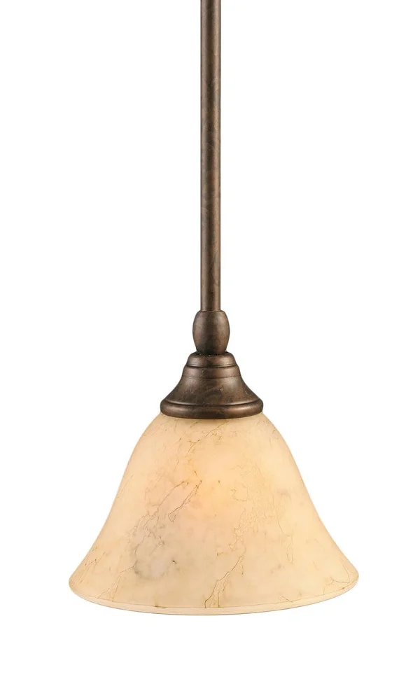 Toltec Lighting Stem Mini Pendant - Bronze, 7x22 Italian Marble Glass - 23-BRZ-508