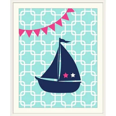 Aguayo &Sailboat Chain II Girl& by Tamara Robinson Graphic Art Print Sunside Sails Format: White Frame - Size: 23x22 H x 20x22 W
