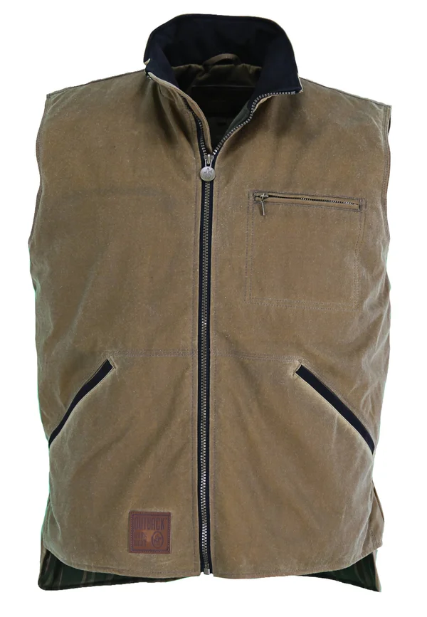 Outback Men's Trading Oilskin Sawbuck Vest, Tan, XL