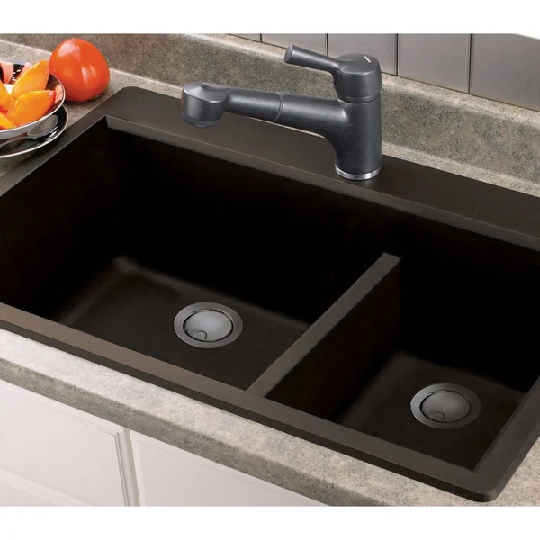 Transolid Radius Granite 33-in Drop-In Kitchen Sink in Espresso