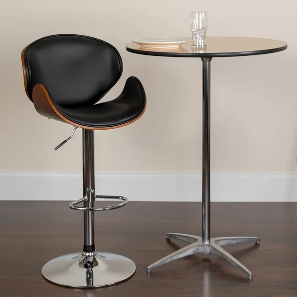 Lancaster Home Adjustable Height Bar Stool with Curved Vinyl Seat and Back Beech - Brown