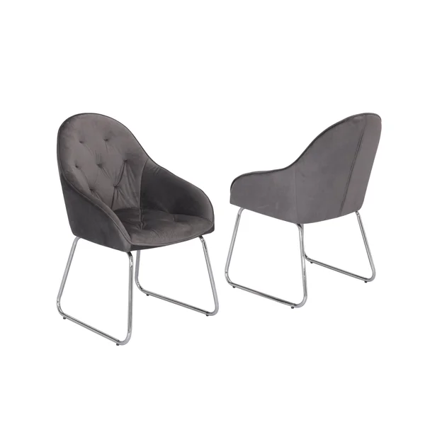 Best Quality Furniture Tufted Velvet Upholstered Armchair, 4 Colors to Choose (Set of 2) - Dark Grey 284